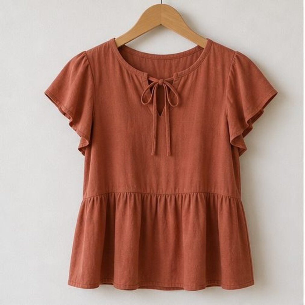 Rust Wrap Blouse